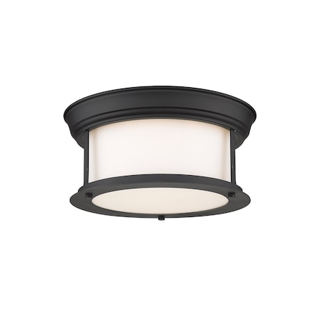 Z-Lite Sonna 2 Light Flush Mount, Matte Black & Matte Opal 2011F10-MB